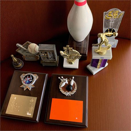 Vintage Trophy Lot - Baseball, Bowling & More