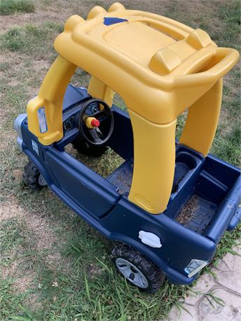 Little Tikes Navy Blue/Yellow Pick-Up Truck Rode On Kid's Toy W/Tailgate