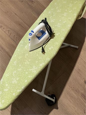 Vintage Ironing Board W/Cover & Brentwood Clothing Iron