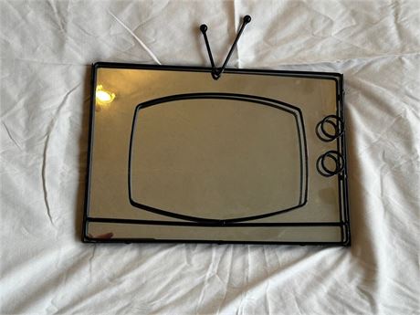 Vintage Metal TV Picture Frame With Mirrored Glass