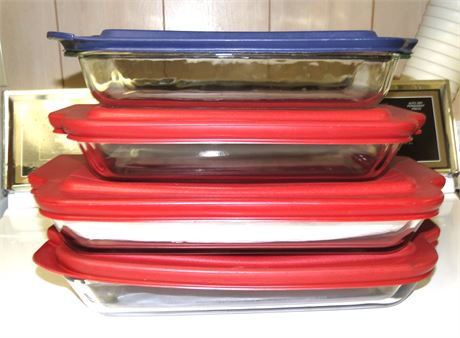 3 Anchor Hocking & 1 Pyrex Casserole dishes