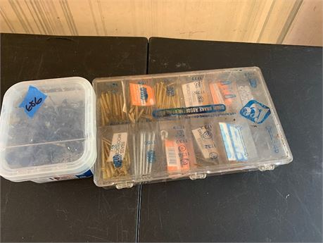 Hardware Lot Nails & Screws In Plastic Storage Cases