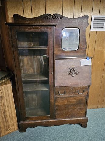 Antique Wood Secretary Desk with Key