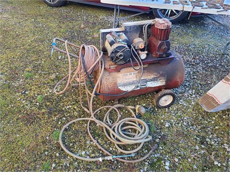 Sears 2HP Twin Cylinder 20Gal Air Compressor Tank 100psi & Extra Hoses