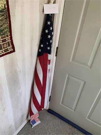 Large American United States Flag On A Pole With Flag Magnet Decal