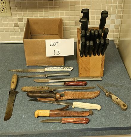 Mixed Knife Lot- Kitchen Knives, Hunting & More