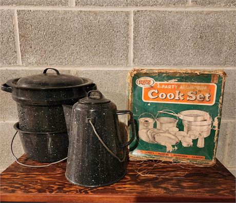 Vintage Metal Camping Cooking Equipment