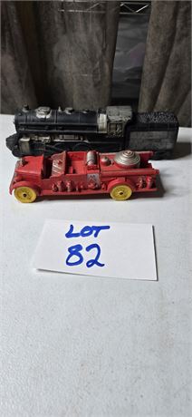 Vintage 1950s Auburn Rubber Co. Toys - Steam Locomotive and Pumper Fire Truck