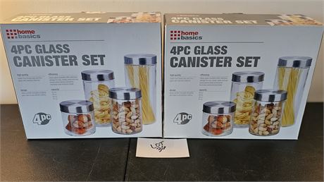 Home Basics 4pc Glass Canister Sets New In Box