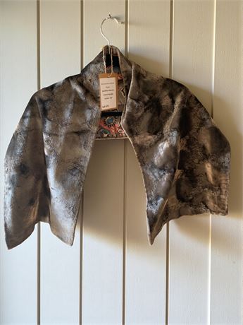 Gray/Beige/Black Faux Fur Shaw/Bolero W/Floral Paisley Block Interior