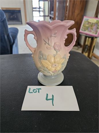 Hull Magnolia Double Handle Pedestal Base Vase