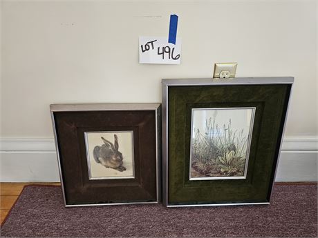 Durer "Hare" & "Tall Grass" Framed Art