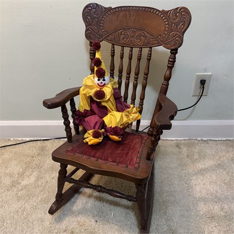Antique Carved Wood Child Size Rocking Chair