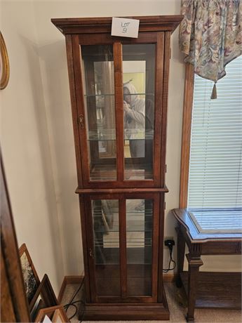 Wood & Glass Shelf Lighted Curio Cabinet