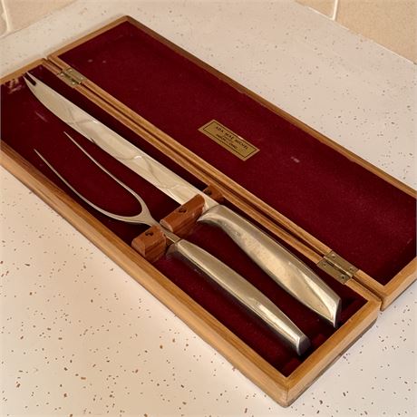 Vintage Gerber Cutlery Carving Set and Case