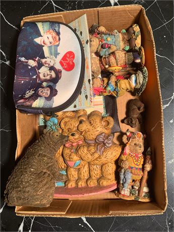 Teddy Bears Cast Iron Doorstop, I Love Lucy Zipper Pouch, Vintage Birthday Cards