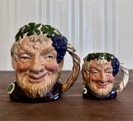 Royal Doulton Bacchus Small & Mini Character Jugs D6505/D6521 England