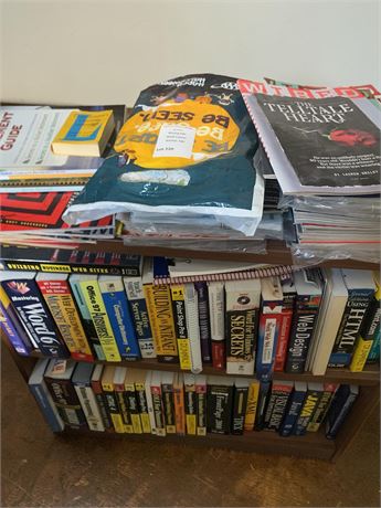 Vintage Technology & Computer Book Lot (Includes Shelving Unit)