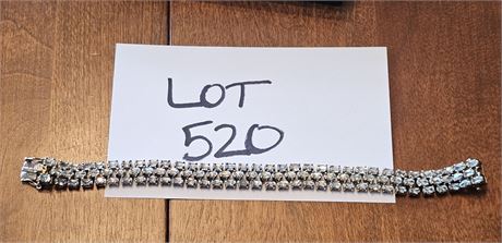 Sterling Gemstone Rhinestone 3-Layer Bracelet - 8"