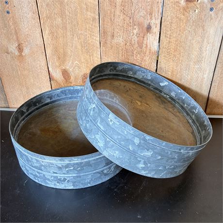 Pair of Vintage Copper Mesh Screen Sieve Sifters