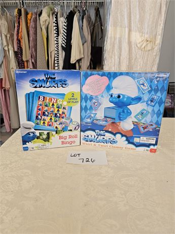Peyo "The Smurfs" Bingo Game and Whirl & Twirl Clumsy Game by Pressman