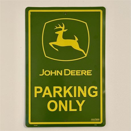 "John Deere Parking Only" Metal Wall Sign, Plaque, Decor - 12 x 18"