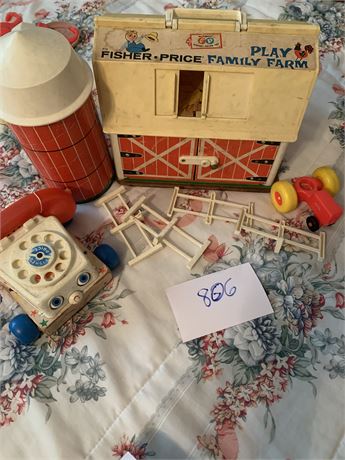 Vintage 1960s Fisher Price Family Play Animal Farm Fisher Price Chatter Phone