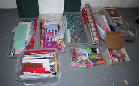 Wrapping Paper, Gift Boxes, Bows, Ribbons Cleanout