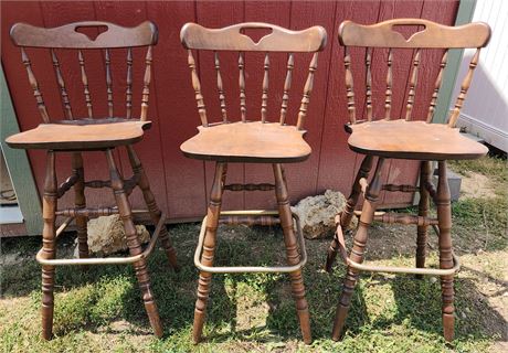 (3) Wood Bar Stools