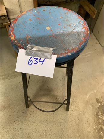 Vintage Metal Industrial Workshop Garage Stool