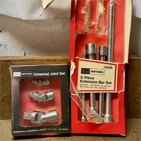 Sears Craftsman USA Universal Joints & Partial Extension Bar Set