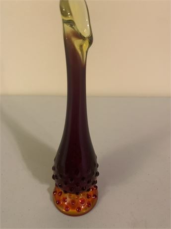 Vintage Fenton Ruby Red Amberina Hobnail Swung Vase 9.5"H