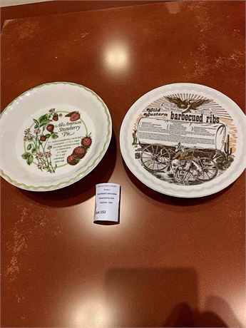 Ceramic All American Strawberry Pie Baking Dish & Wild Western BBQ Ribs Platter