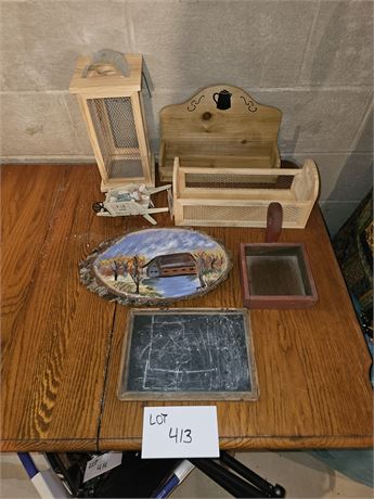 Wood Live Edge Art, Shelf, Basket & More