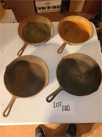 (4) Vintage Cast Iron No#8 Skillets