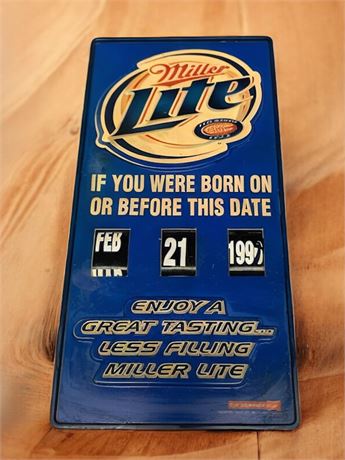 Miller Lite Beer Advertising Legal Age Calculation Calendar (Vintage)