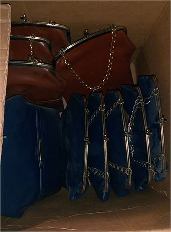 Clutch Purse/Handbag Lot -  Several Colors W/Kiss-Lock Closures & Chain Handles