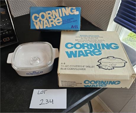 Corningware Blue Cornflower Covered Saucepans & Skillet