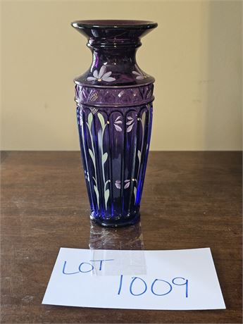 Fenton Signed Purple Hand Painted Vase