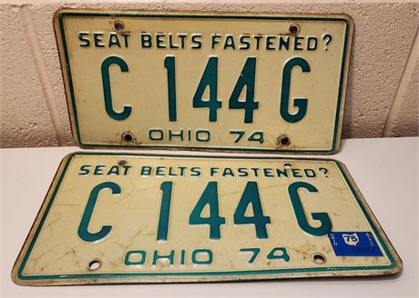 Pair of 1974 Ohio LicensePlates