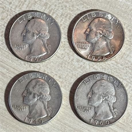 Lot of Washington Silver Quarters, All Pre-1964