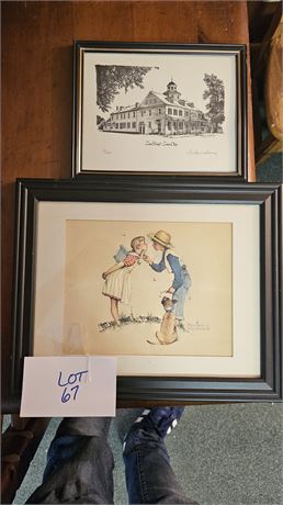 Signed Dick Maloney "Zoar Hotel" 73/350 Print & Norman Rockwell Print