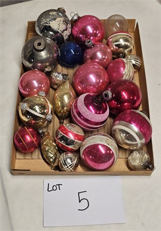 Mixed Vintage Christmas Ornaments- Unsilvered, Mercury & More Sizes Vary
