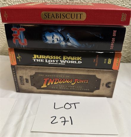 DVD Box Sets- Seabisuit, Indiana Jones, Jurassic Park, 24
