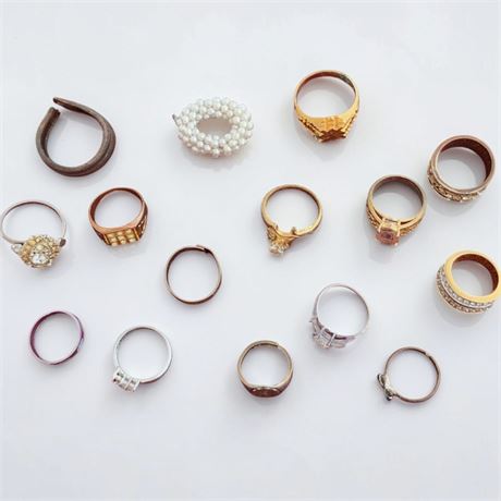 Vintage Costume Ring Lot (Various Sizes & Styles)