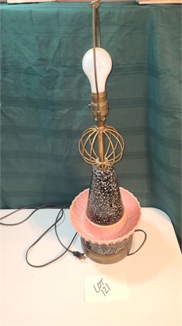 Mid-Century Modern Table Lamp - Black & Pink Ceramic with Metal Base & Orb