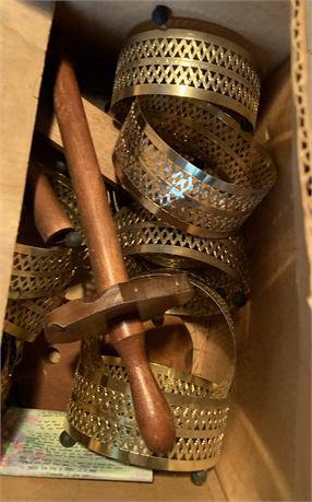 Vintage Brass Oil Lamp Brass Oil Lamp Parts & Wooden Wick Cleaner - 1 Box