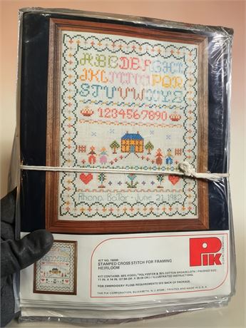 Vintage PIK Corporation Stamped Cross Stitch Framing Sampler Kit Lot