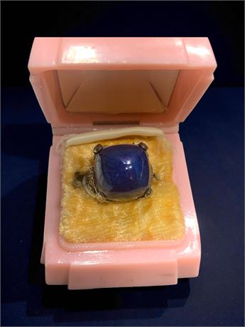 1930s Sterling Silver Ring W/Lapis Lazuli Stone  Size 5