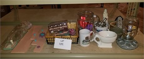 Mixed Lot- Pitcher, Cookie Cutters, Feeder, Mugs & More